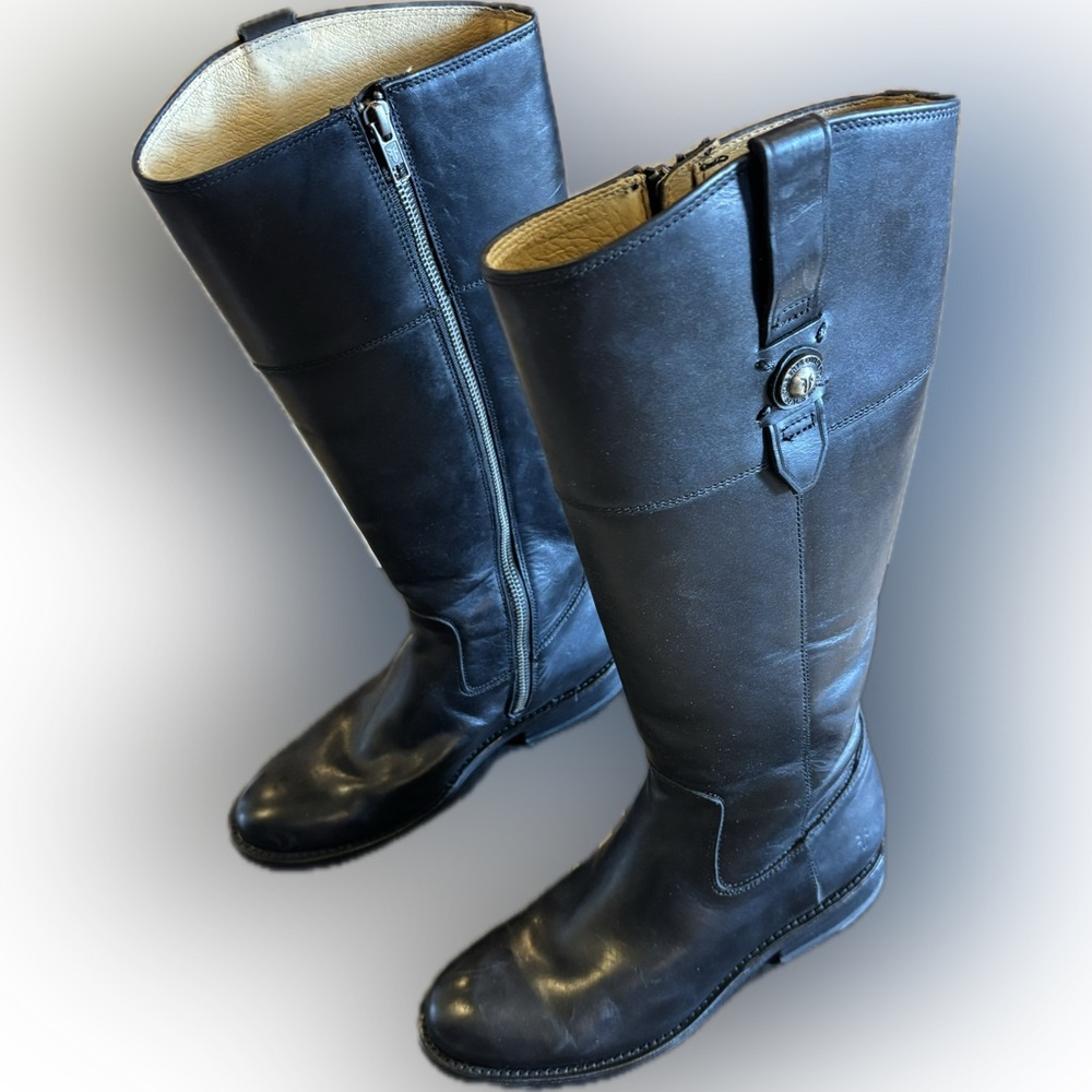 E1 Frye Jayden Button Tall Leather Riding Boots Sz 6M